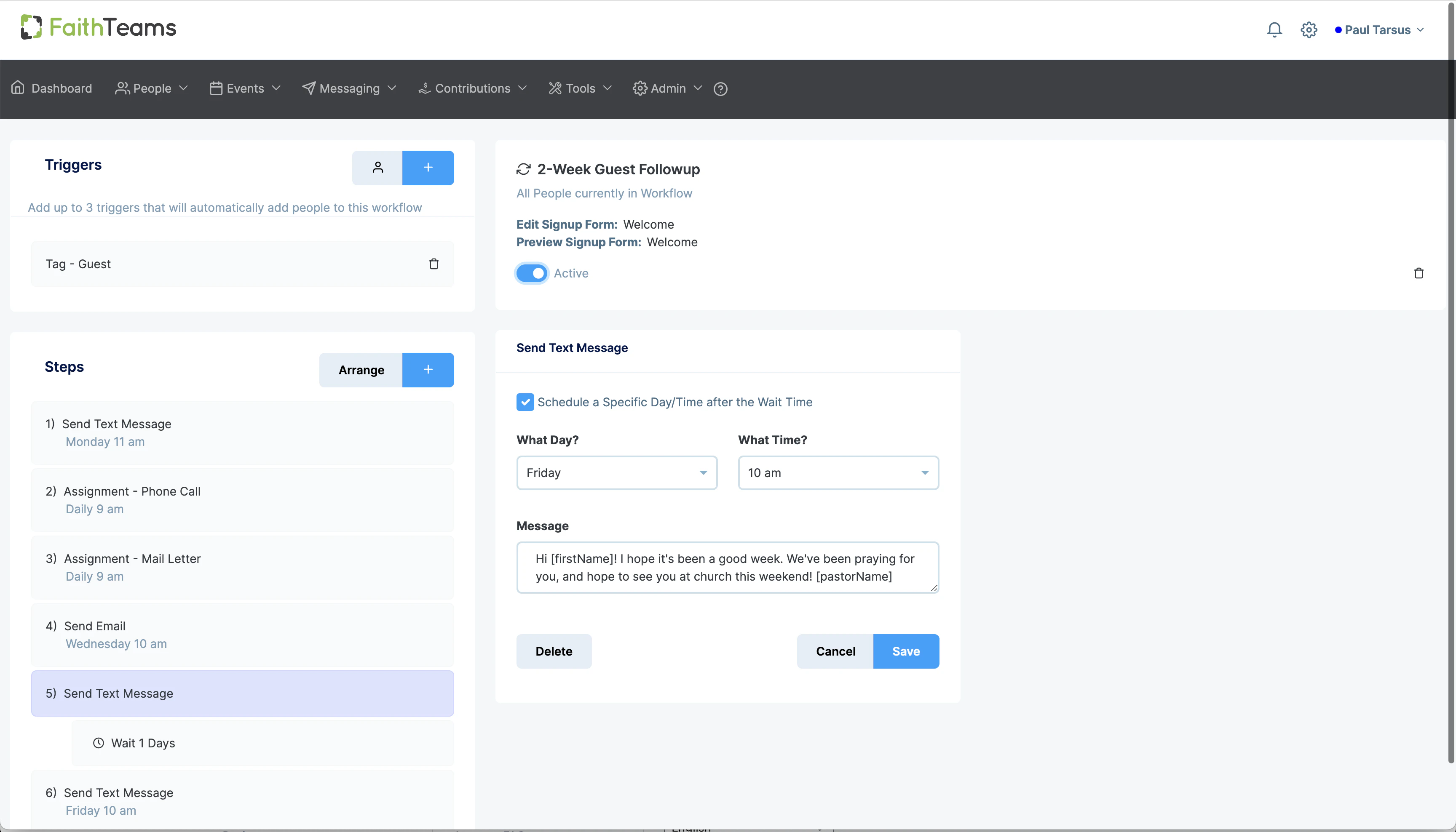 screenshot of Faith Teams